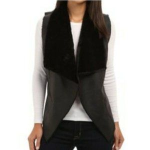 Olive & Oak Vegan Leather Moto Biker Vest in Black Womens Size S